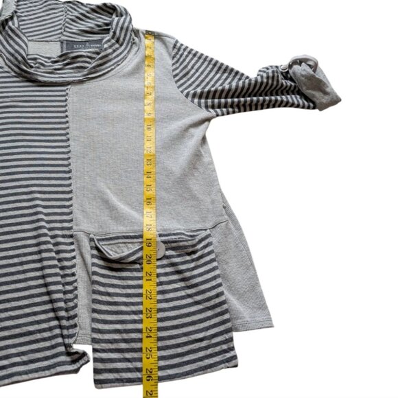 Neon Buddha Tunic Top Cowl Neck Grey Stripes Assymetric Cotton Women's Medium - Picture 13 of 13